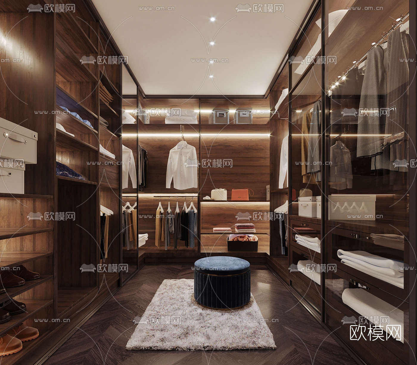 现代轻奢衣帽间3d模型下载
