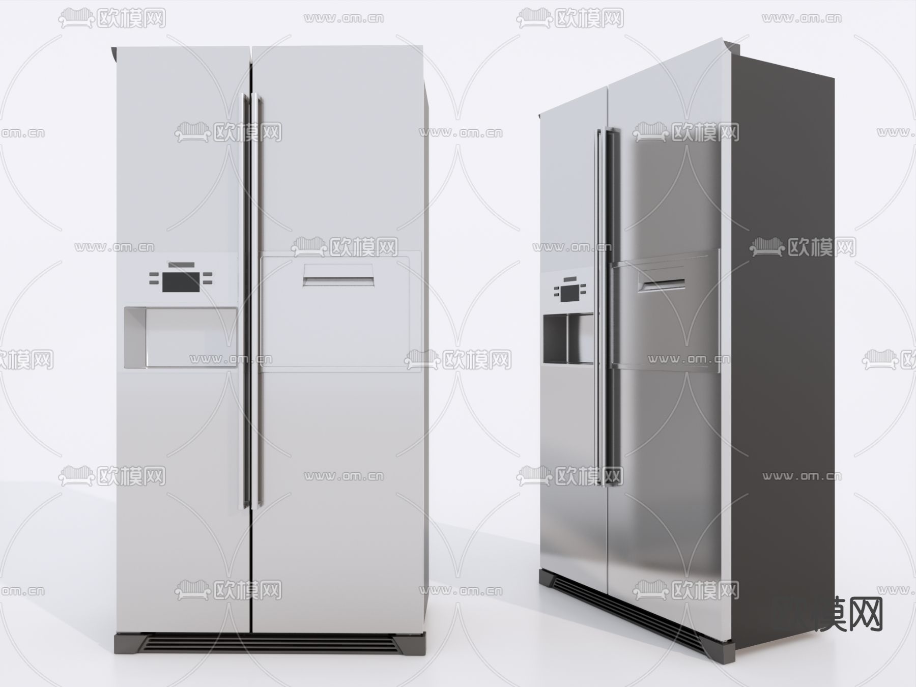 现代双开门冰箱su模型