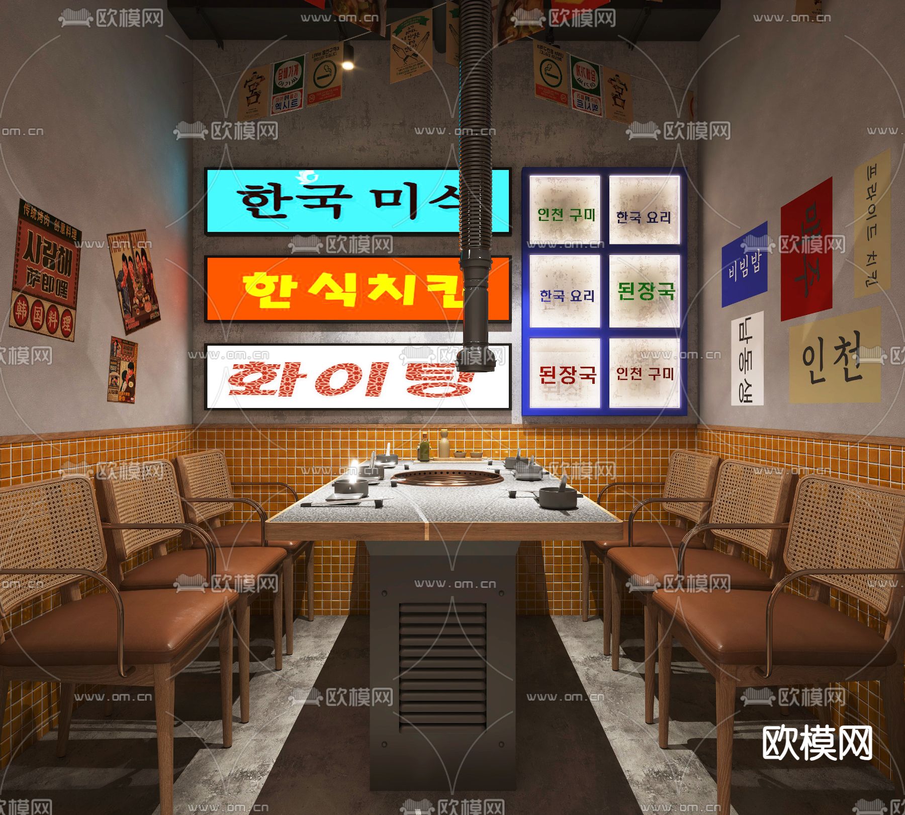 工业风包间 烧烤店包间su模型下载（渲染图2）