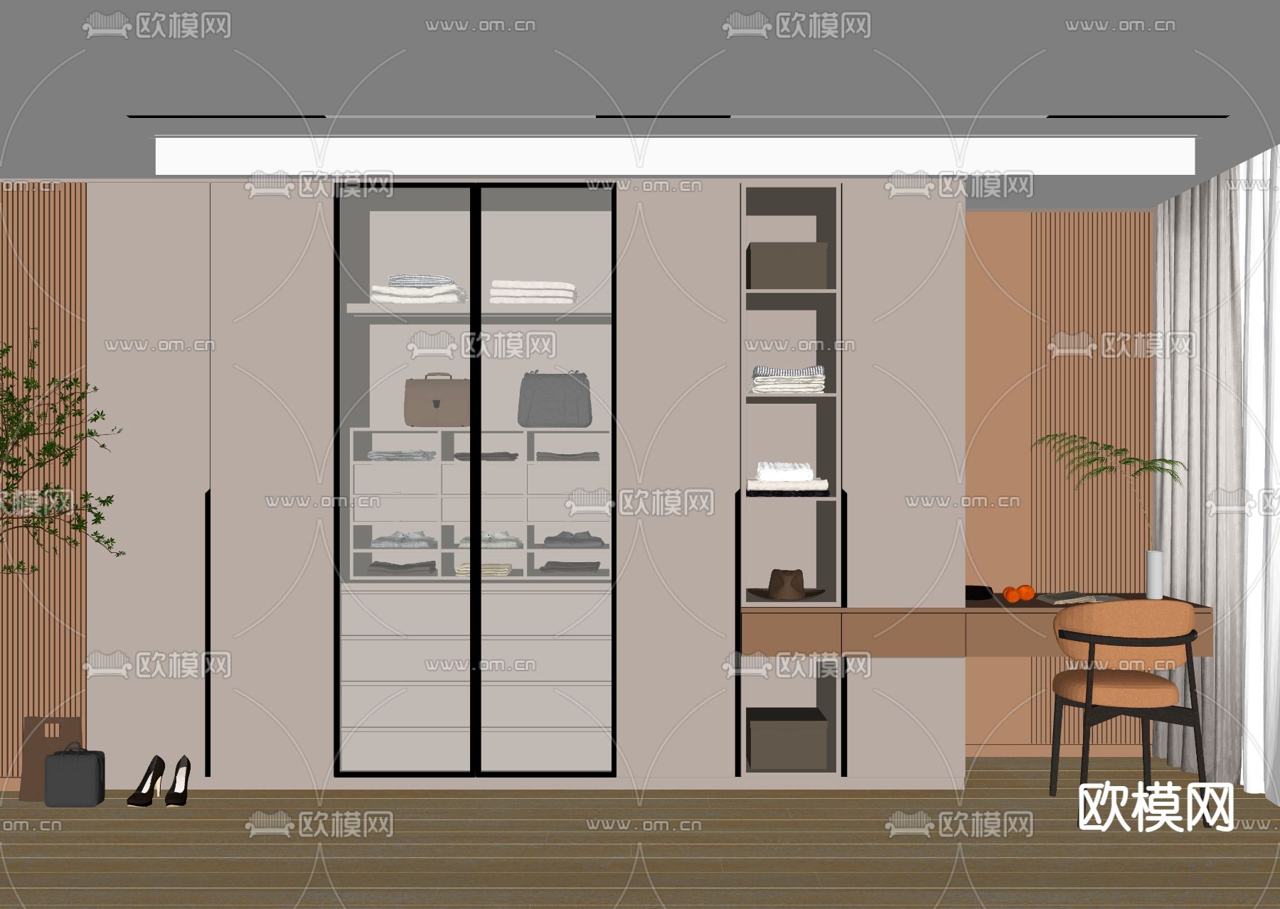 现代衣柜su模型下载（渲染图2）