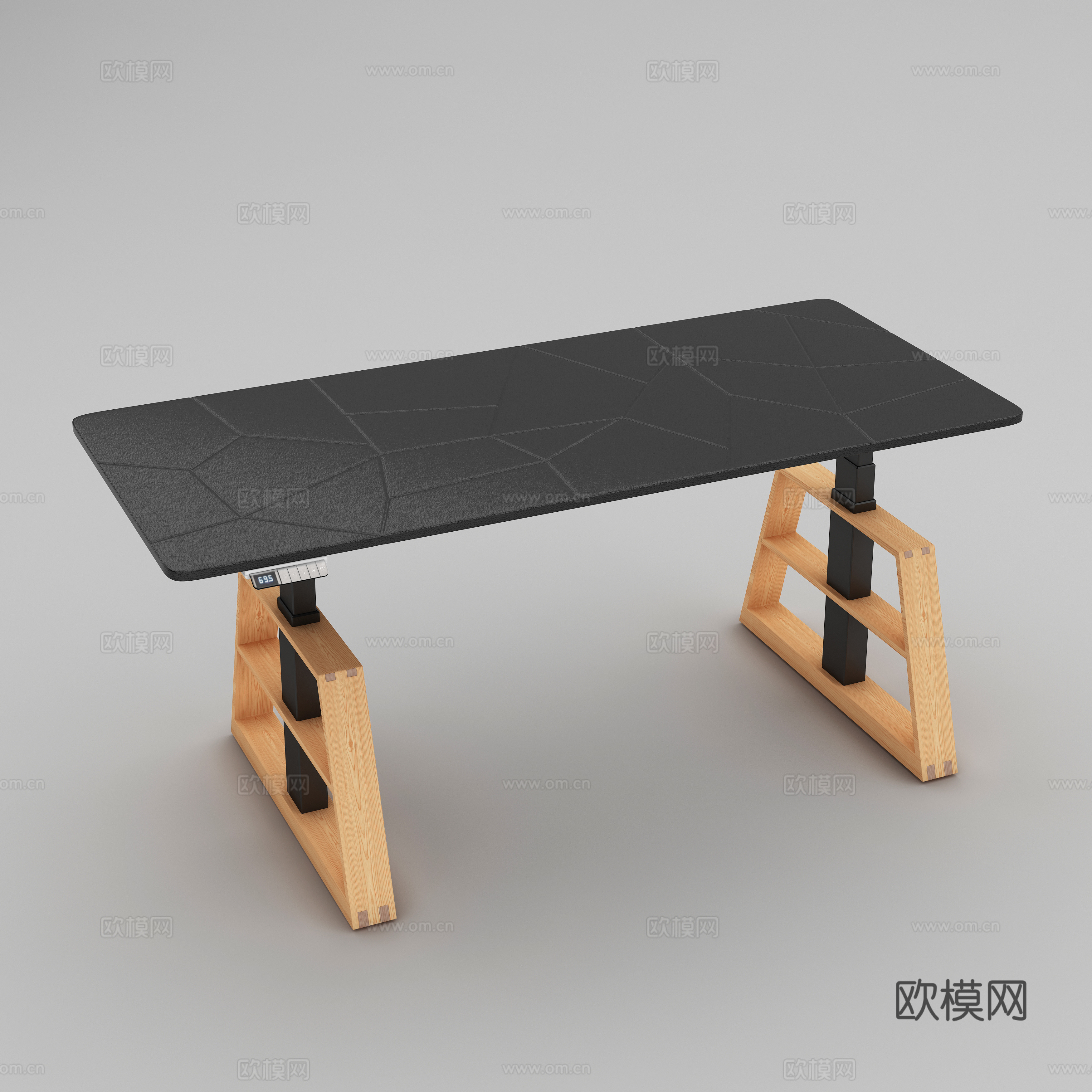 现代裂皮纹书桌 电脑桌白底图3d模型