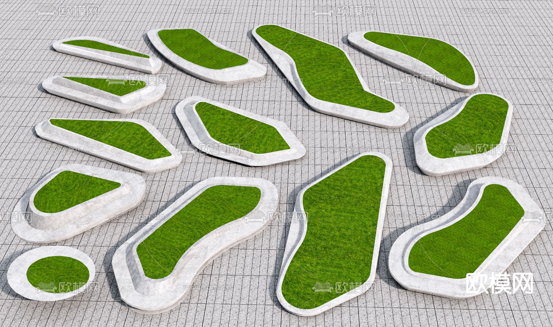 异形树池座椅 景观座椅su模型下载（渲染图2）