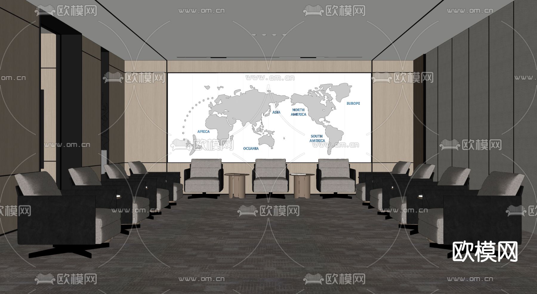 新中式接待室 会客厅su模型下载（渲染图1）