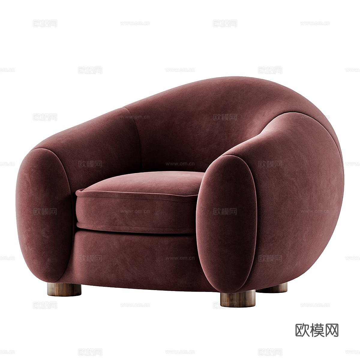 现代奶油风布艺扶手椅3d模型