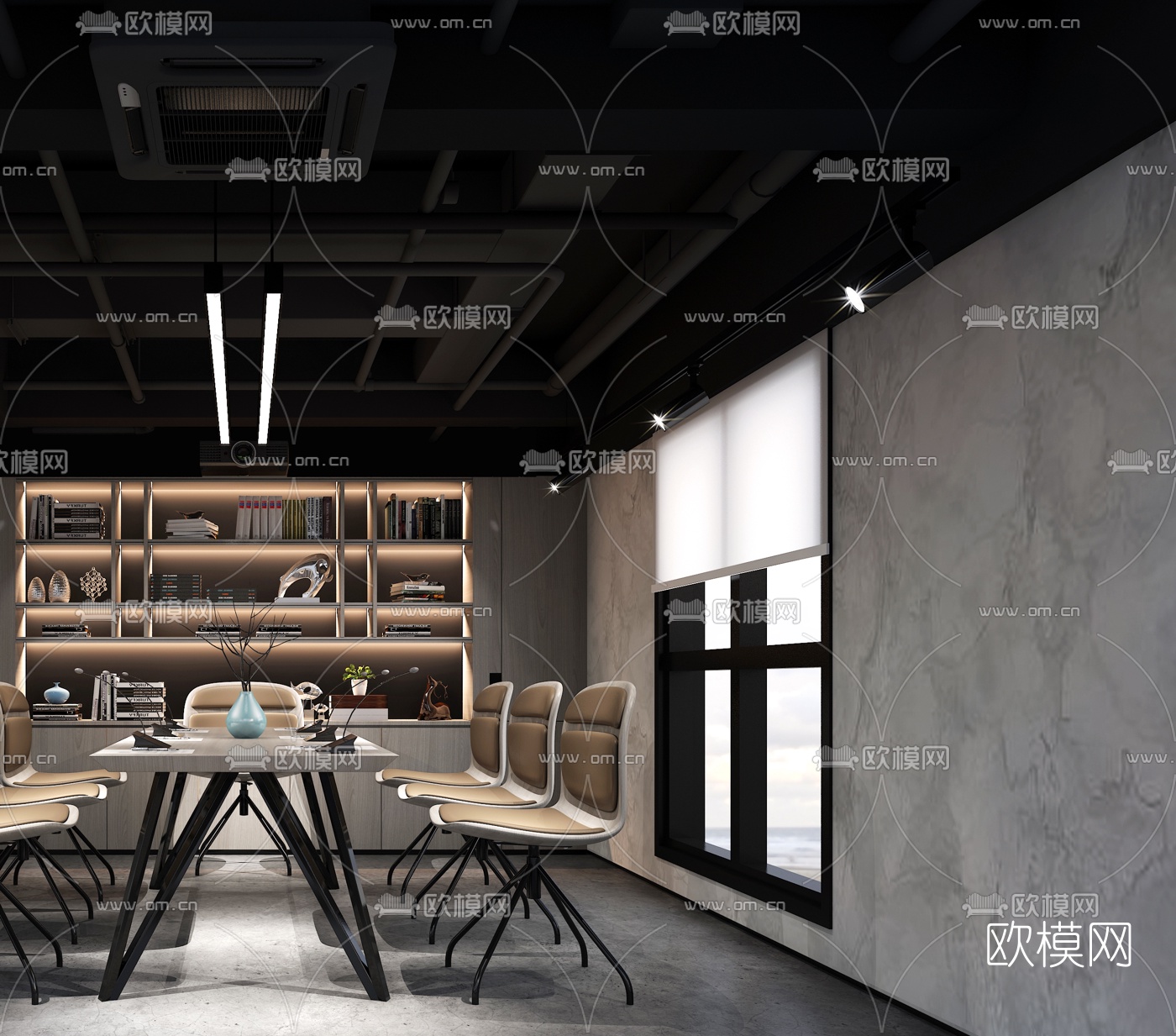 工业风会议室3d模型下载（渲染图3）