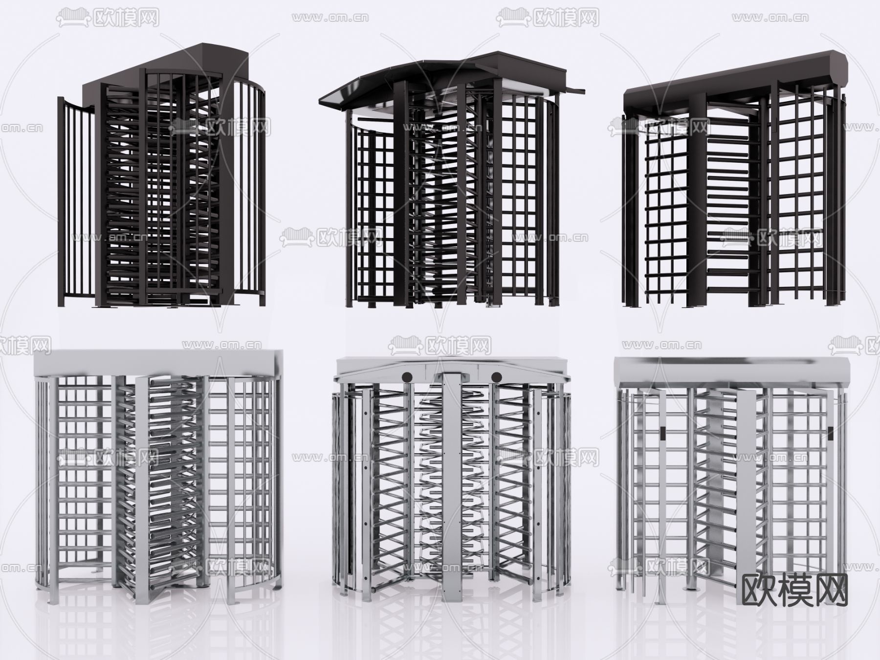 单向门 通道闸机 安检入口 旋转门 转闸su模型