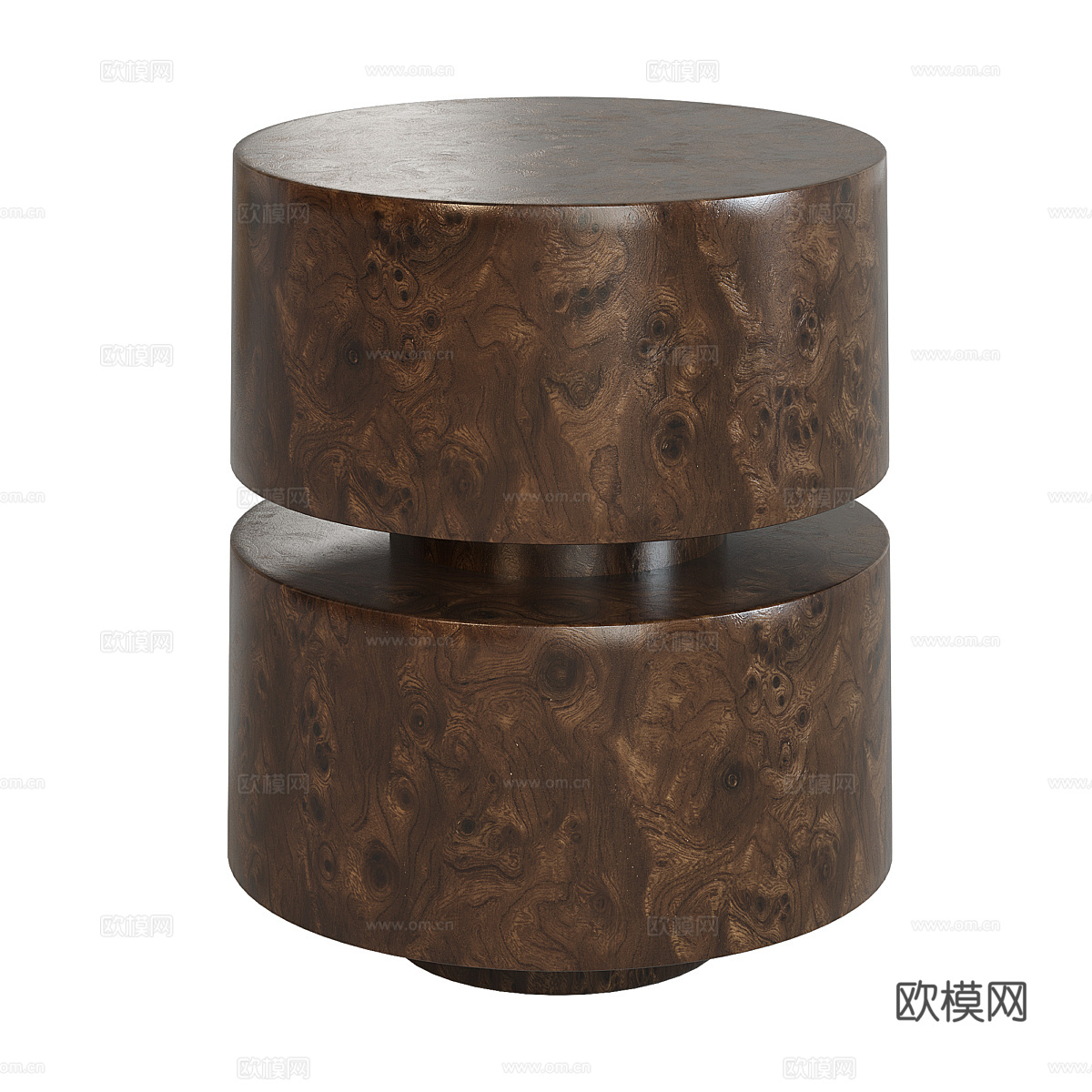 现代意式极简实木圆形茶几组合3d模型