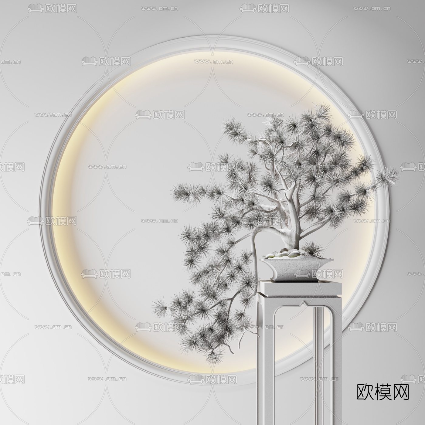 新中式松树盆栽盆景3d模型下载（渲染图2）