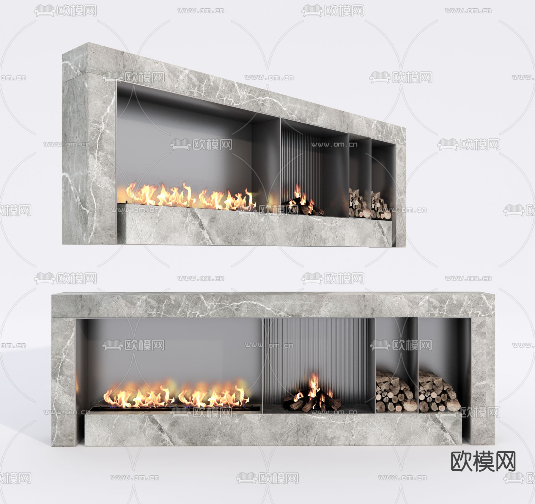 现代壁炉su模型下载（渲染图1）