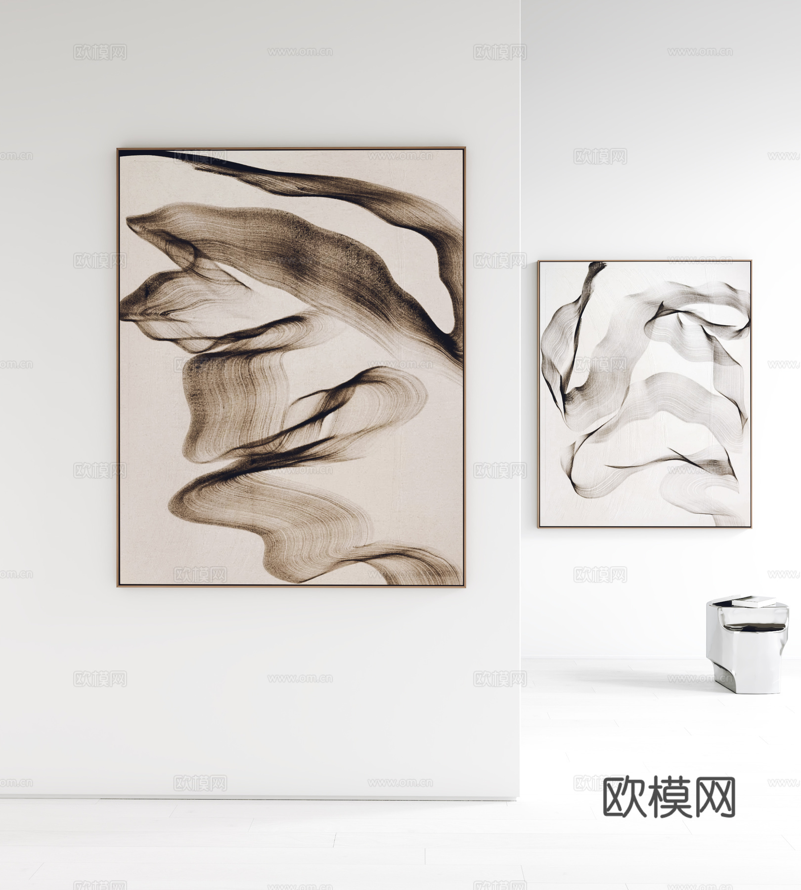 现代挂画 装饰画 客厅挂画 玄关挂画 角几3d模型