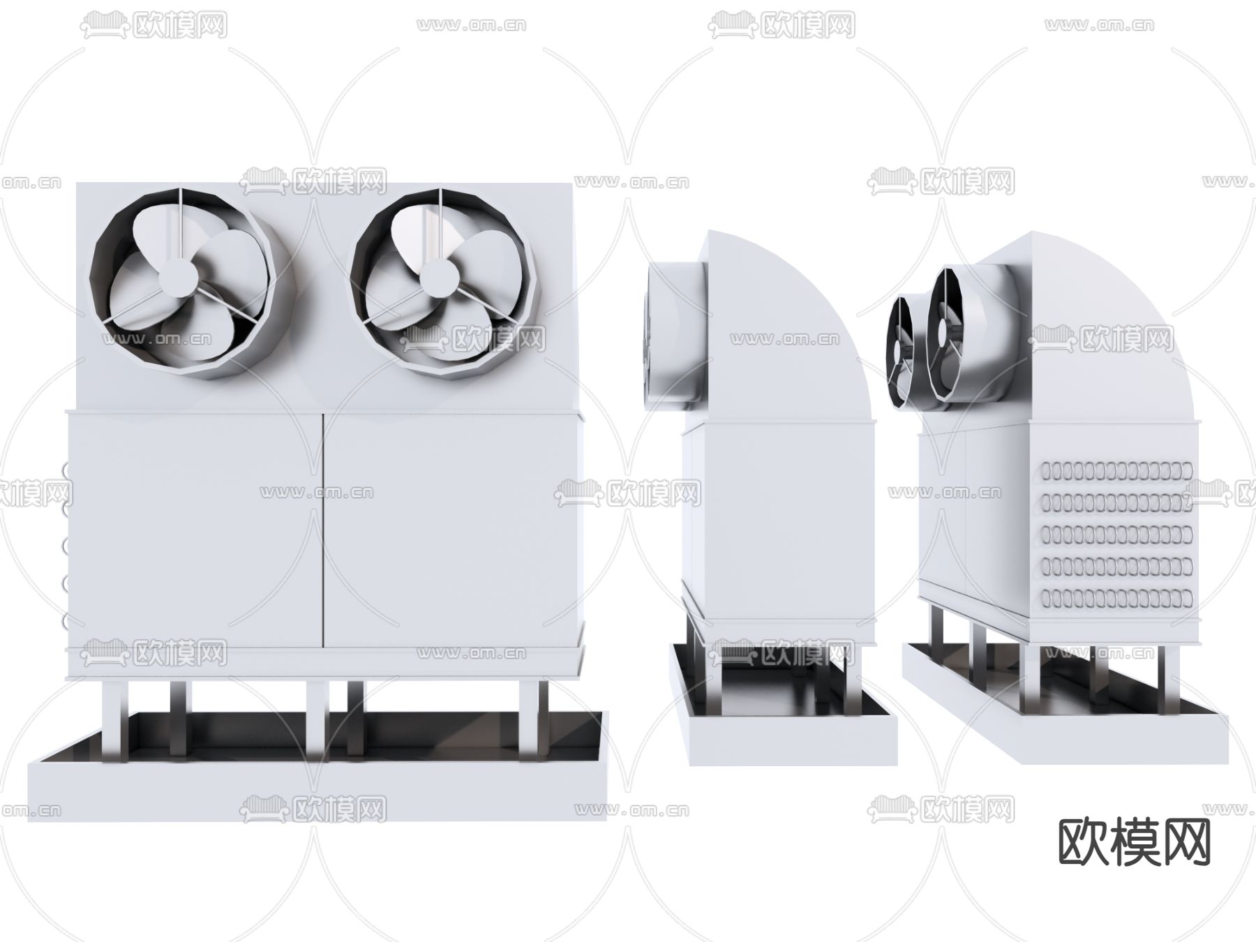 不锈钢管道 风道 冷却塔su模型