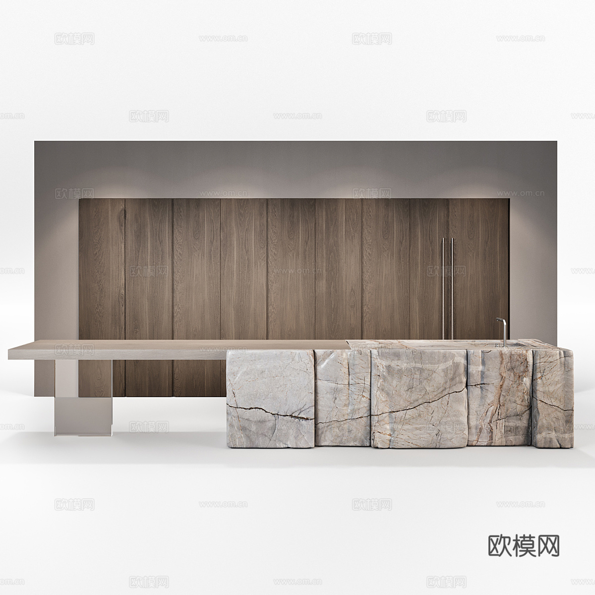 现代意式侘寂橱柜岛台3d模型