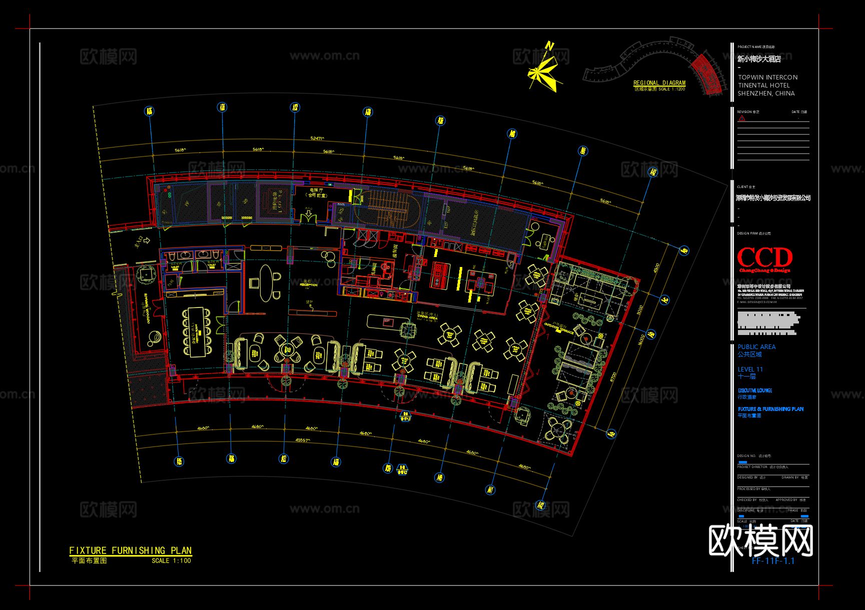 高级餐厅cad平面图下载（渲染图2）
