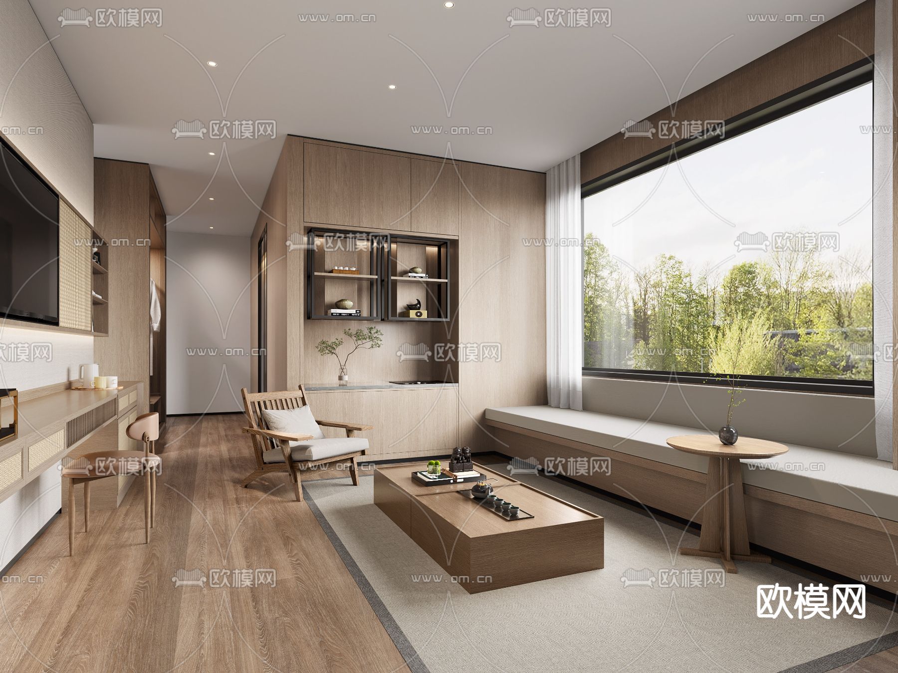 现代民宿客厅3d模型下载