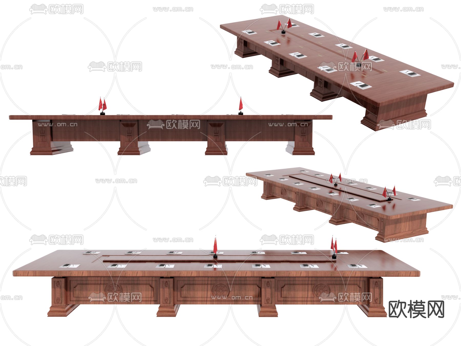 中式会议桌 培训桌su模型