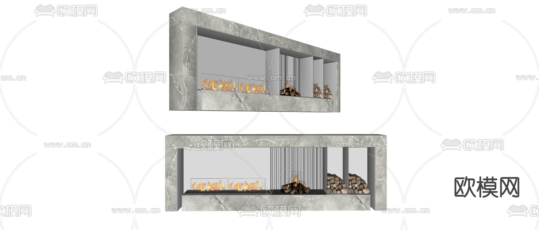 现代壁炉su模型下载（渲染图2）