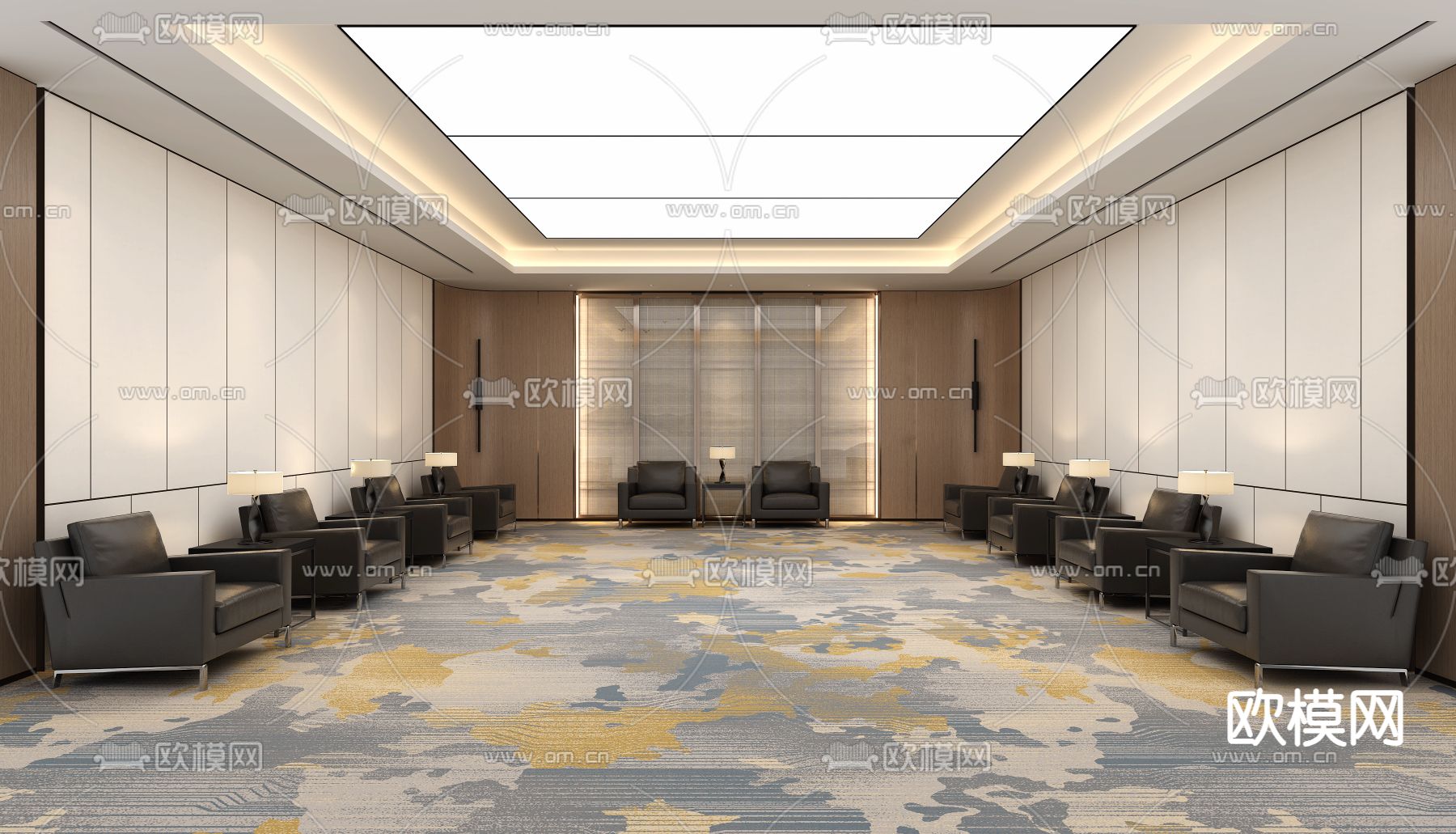 新中式接待室 会客厅su模型下载（渲染图1）