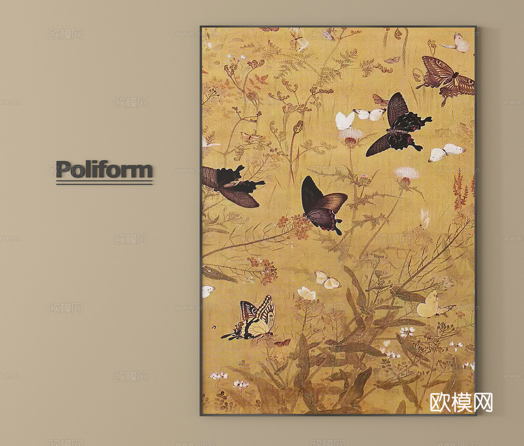 新中式挂画 装饰画su模型