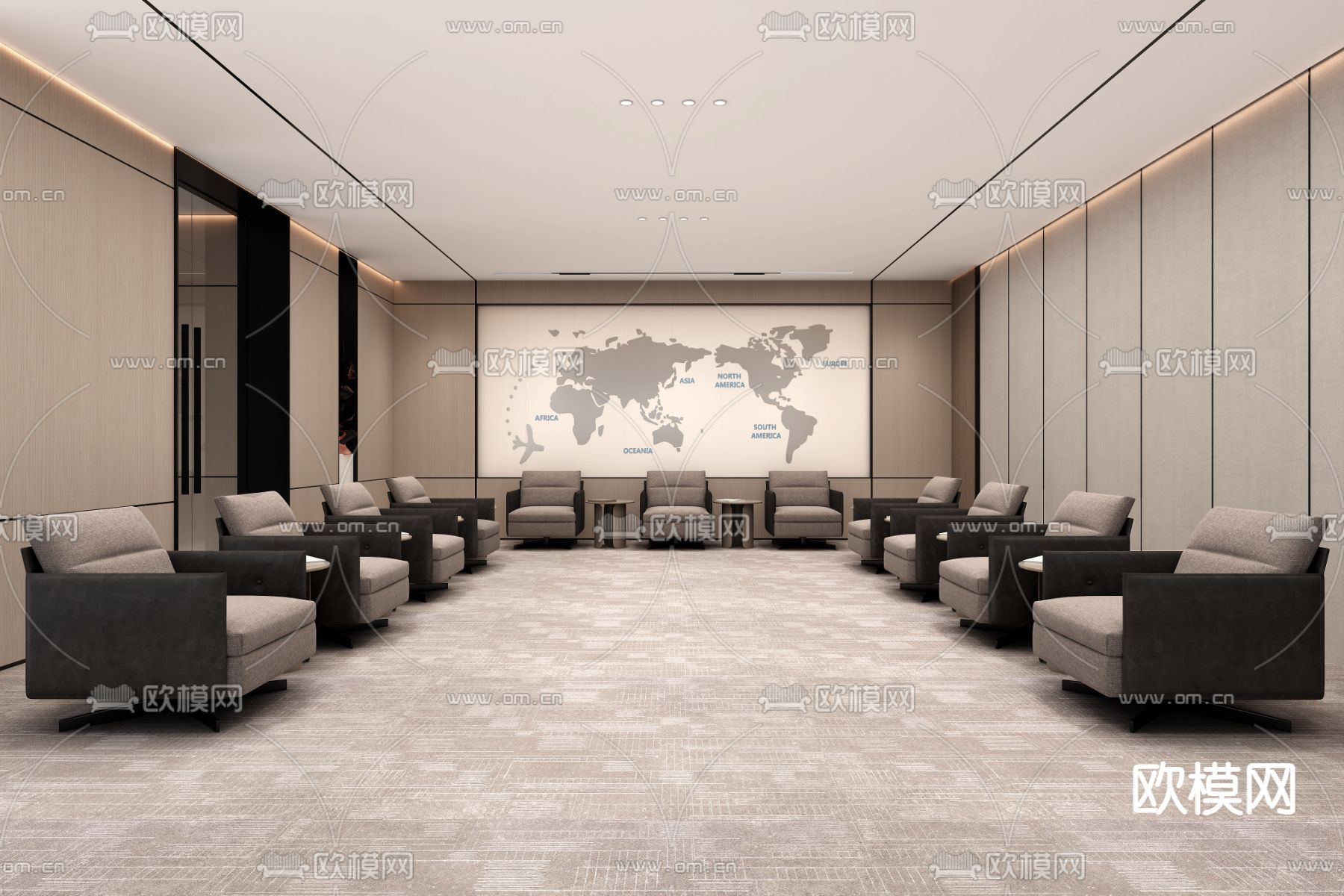 新中式接待室 会客厅su模型下载（渲染图2）