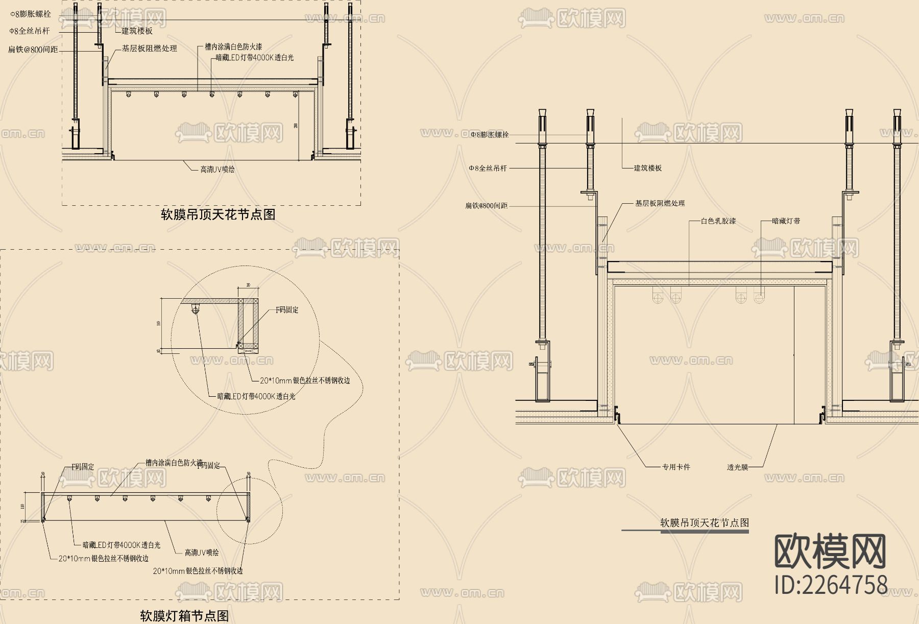 各种软膜灯箱喷绘节点大样图下载（渲染图3）