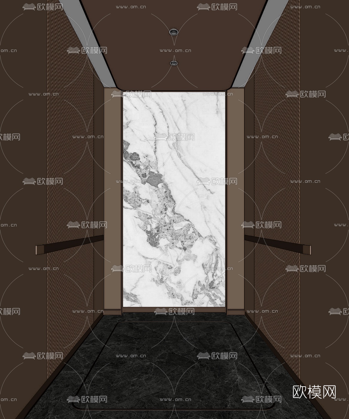 现代电梯轿厢su模型下载