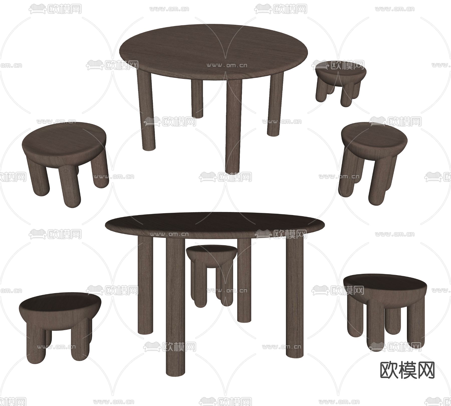 现代儿童桌椅su模型