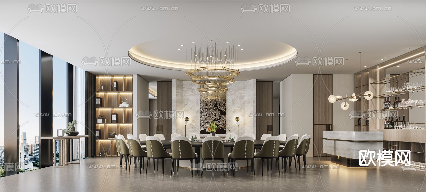 酒店餐厅包间 包房 包厢3d模型下载