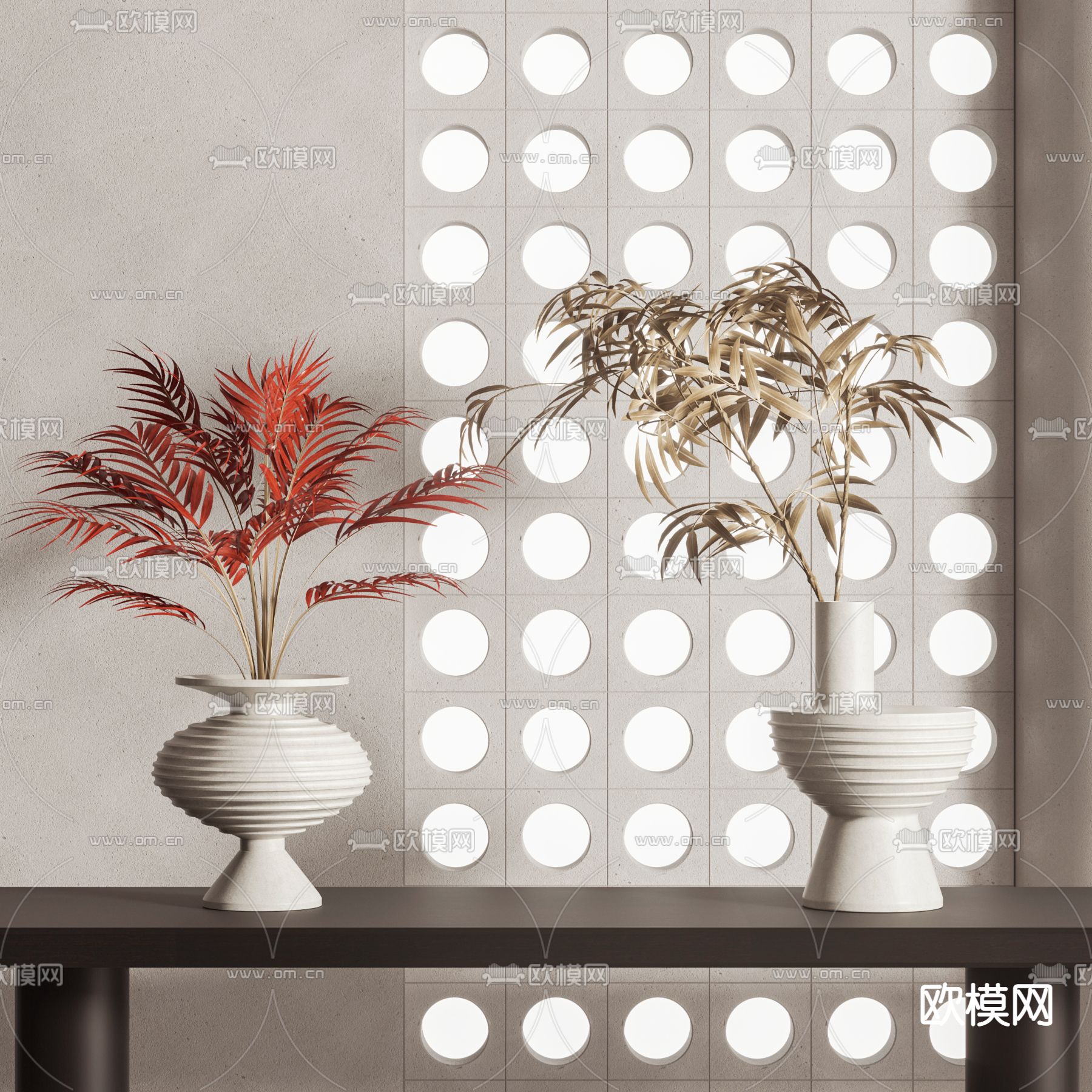 现代陶瓷花瓶花艺3d模型下载