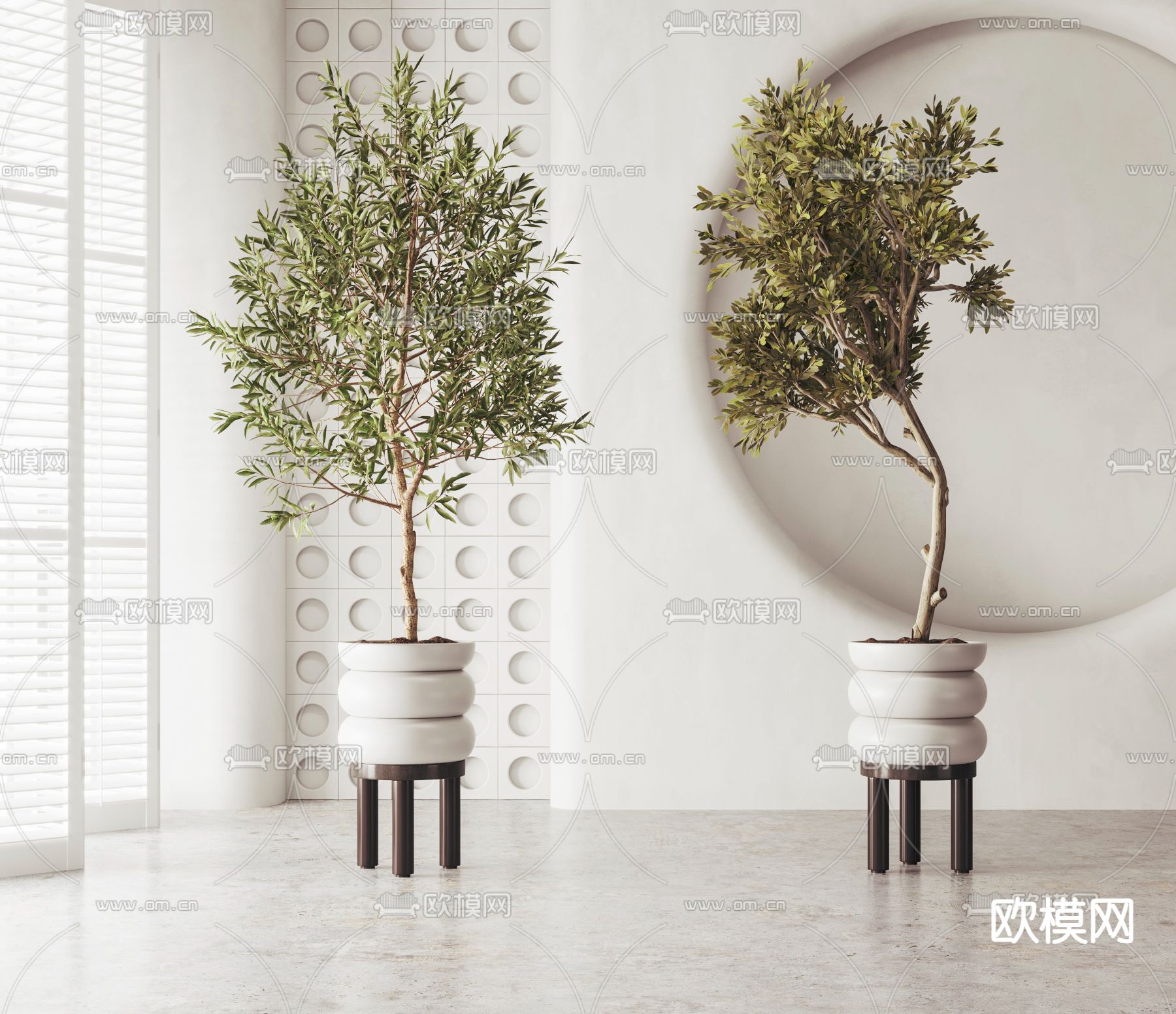 现代绿植盆栽3d模型下载