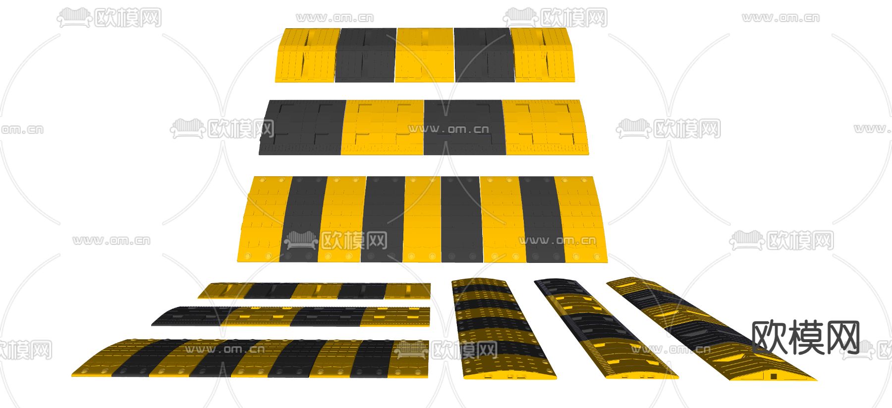 缓冲带 警示带 减速垄 减速板su模型