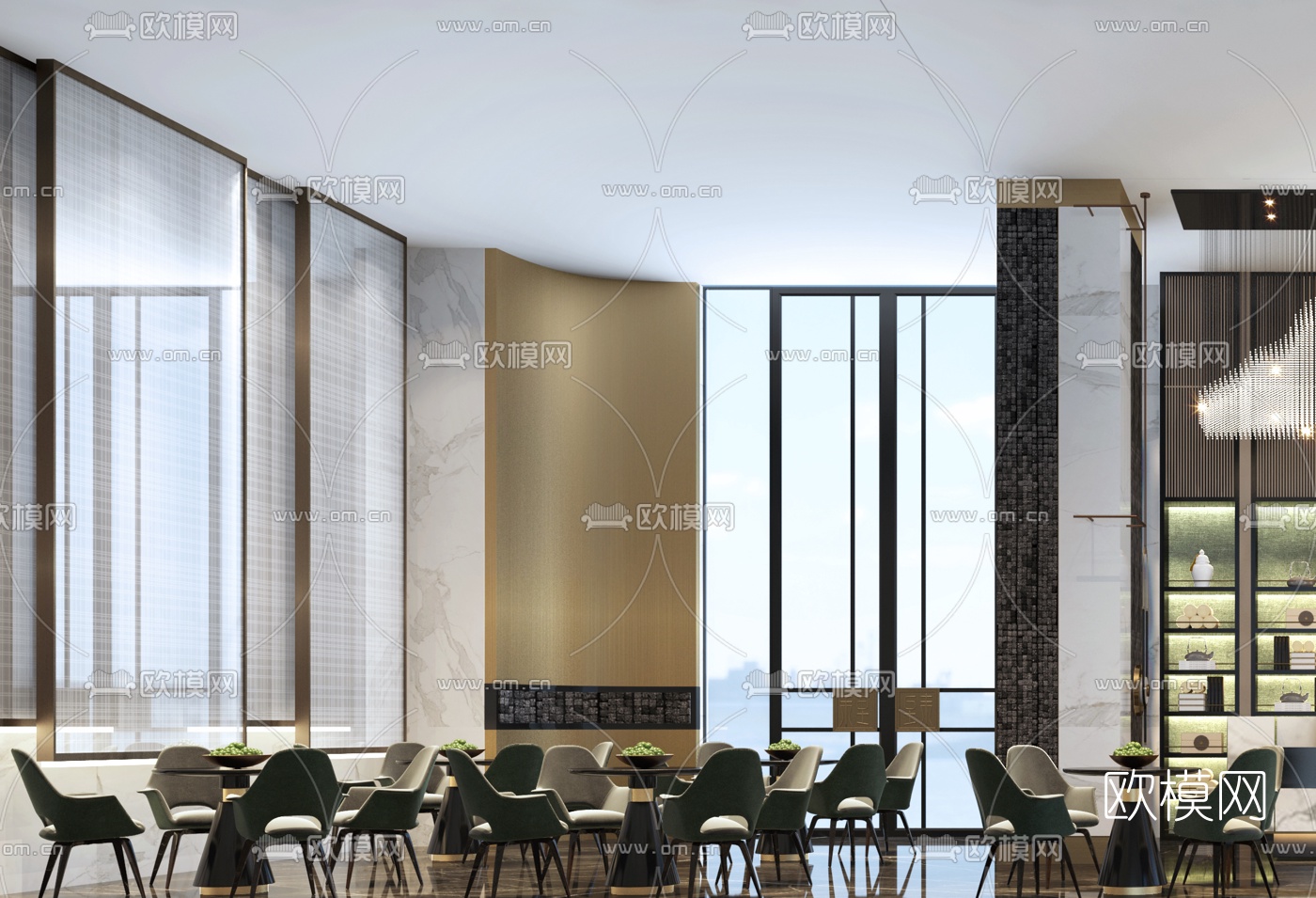 现代酒店大堂吧3d模型下载（渲染图3）