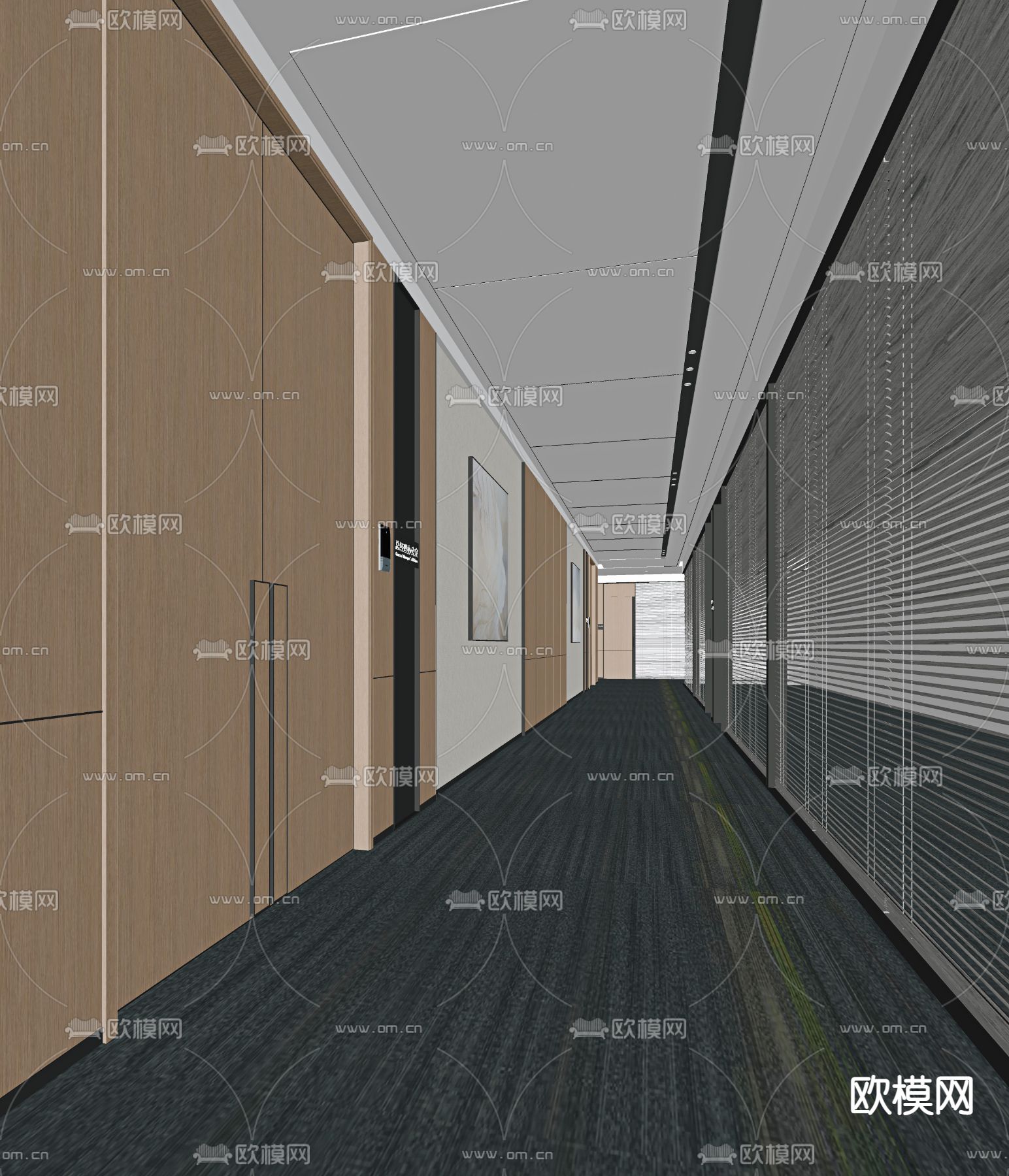现代过道su模型下载（渲染图2）