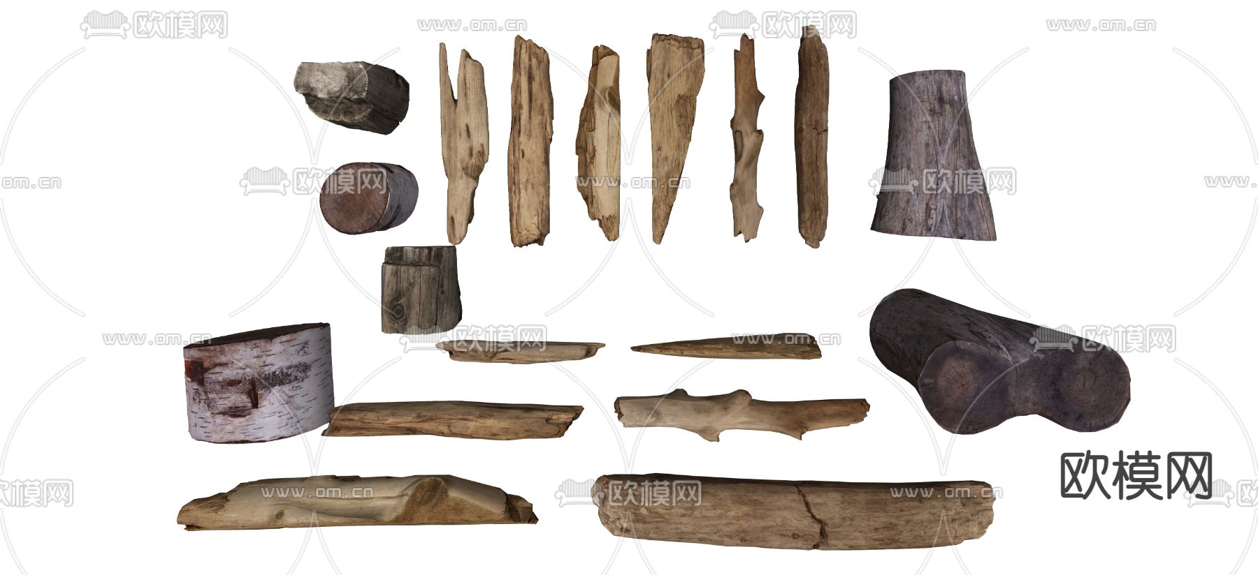 中式木雕 烂木 木板 木墩su模型