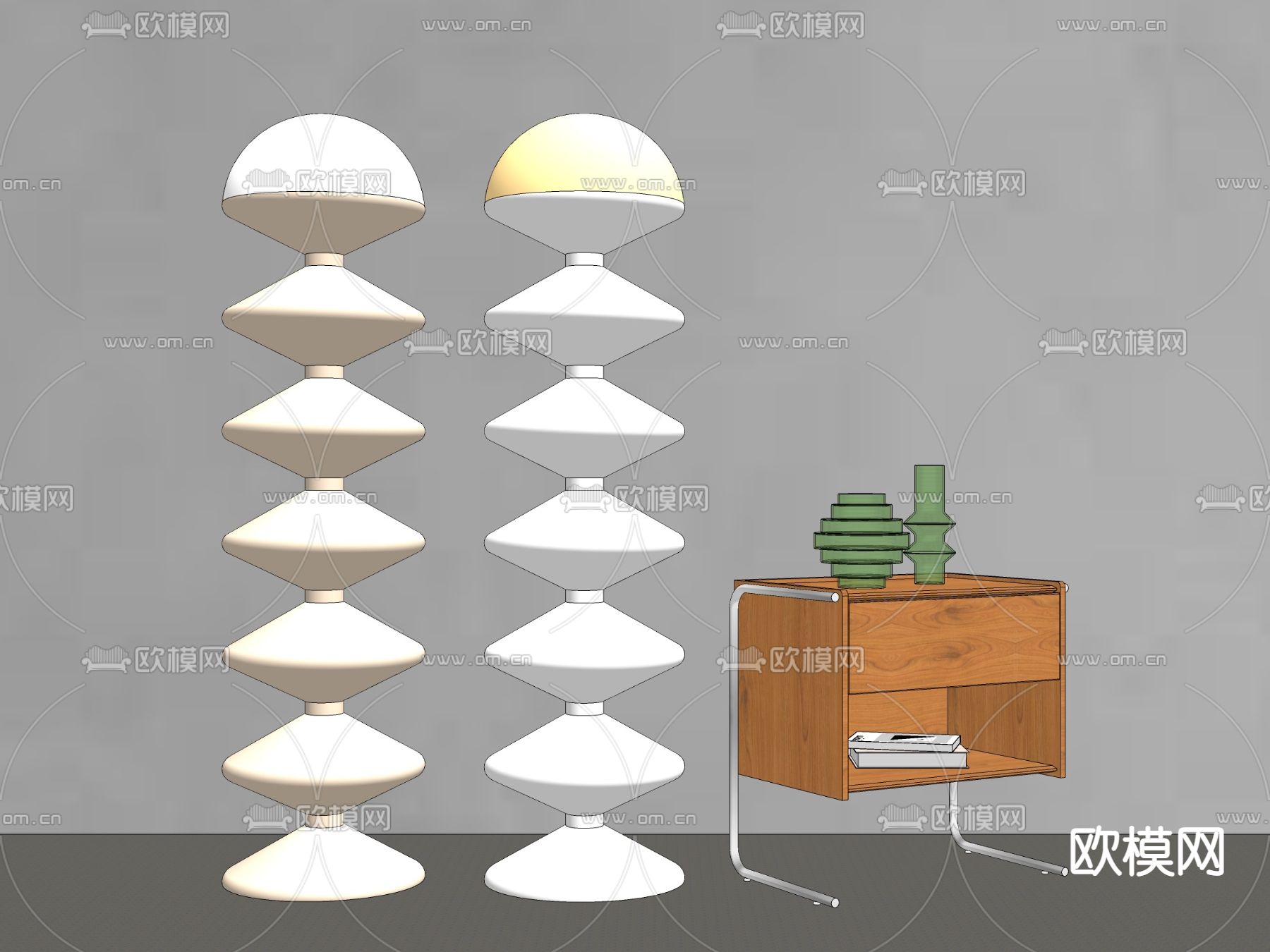 北欧奶油风落地灯su模型下载（渲染图2）