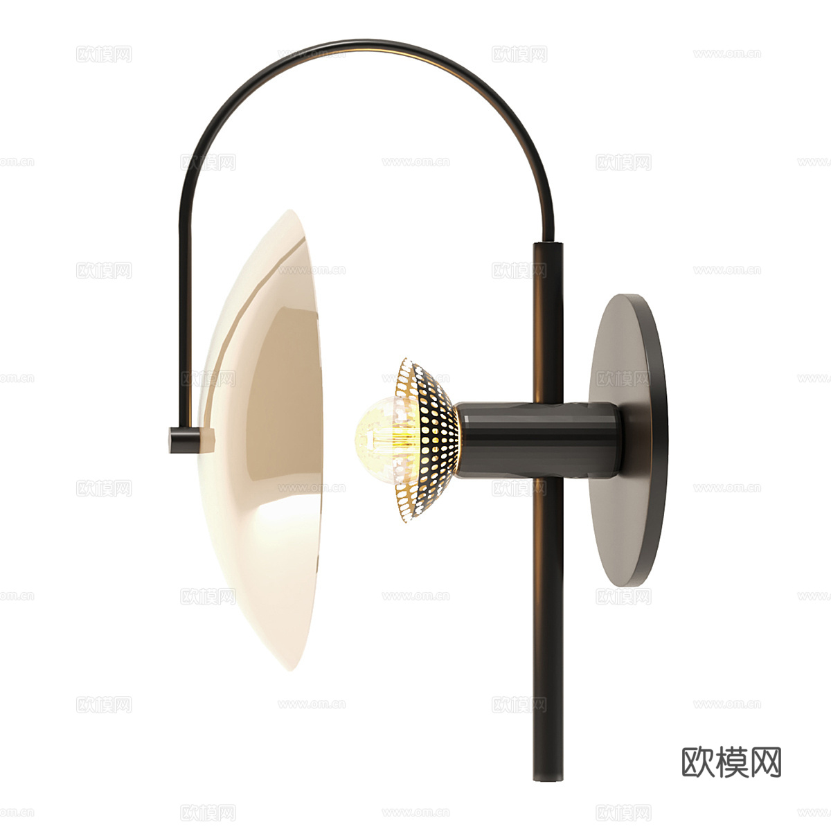 新中式轻奢金属玻璃装饰壁灯3d模型