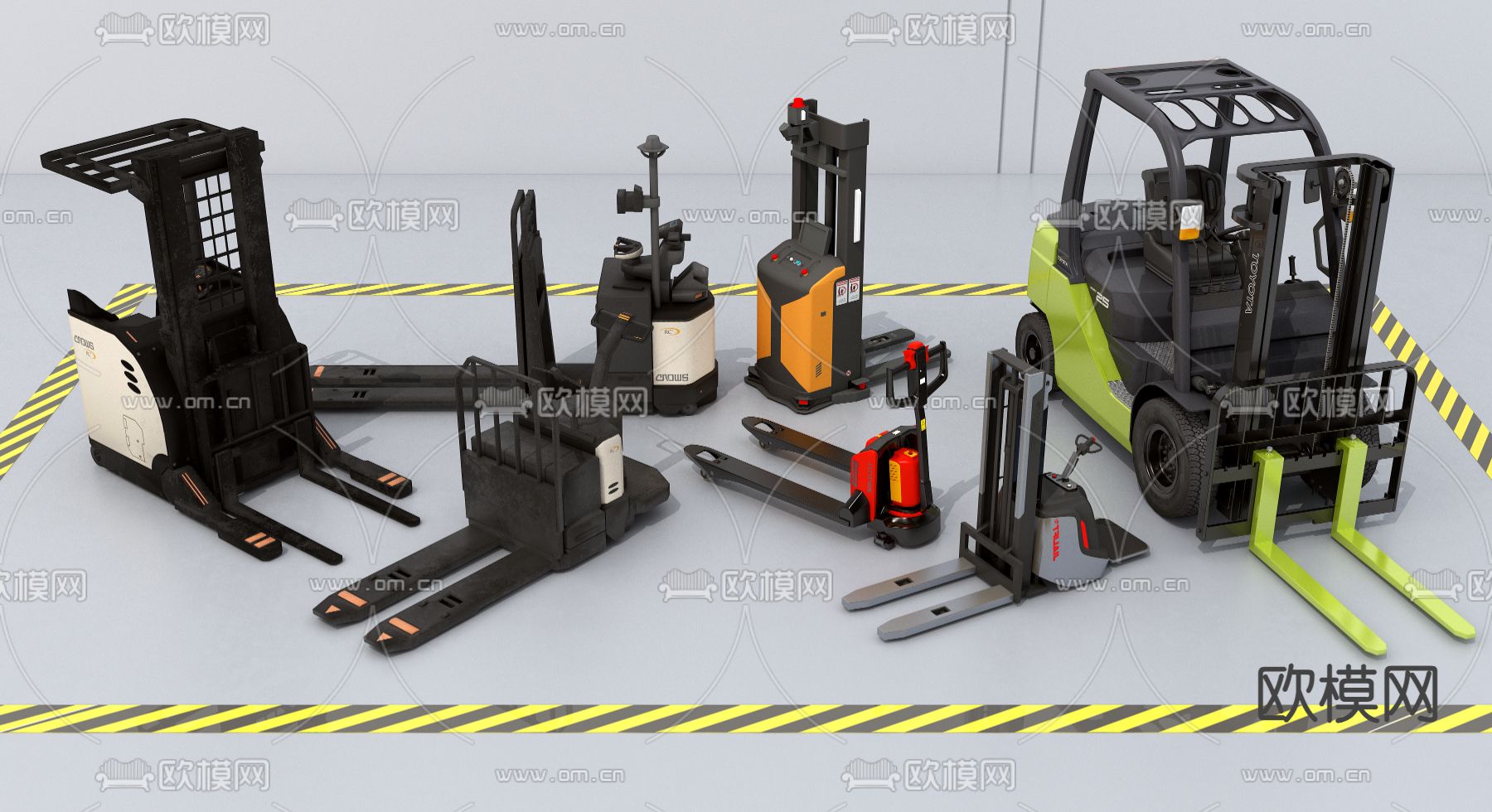 叉车 拖板车 搬运车 地牛su模型下载（渲染图1）