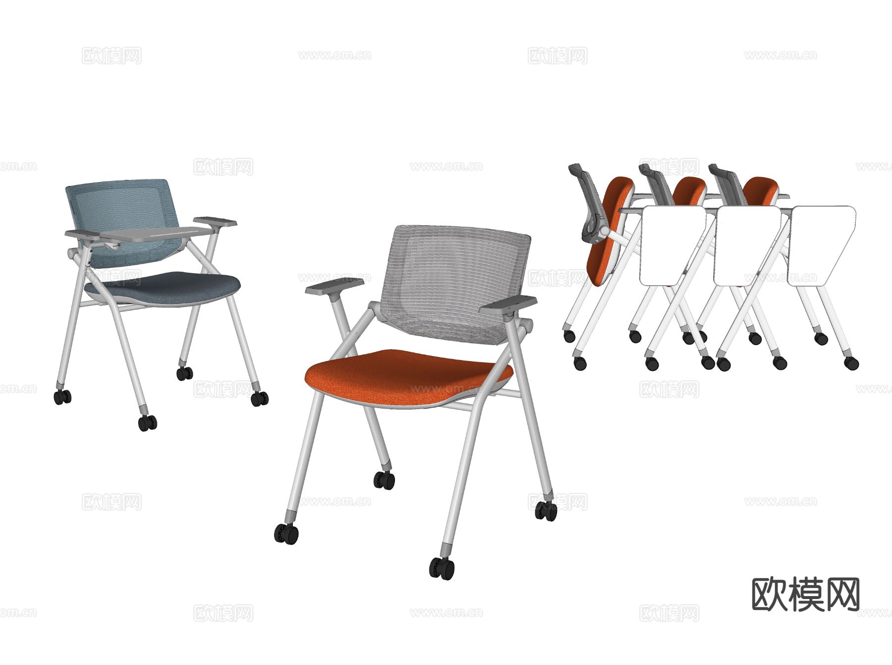 培训椅 办公椅 洽谈椅su模型下载（渲染图1）