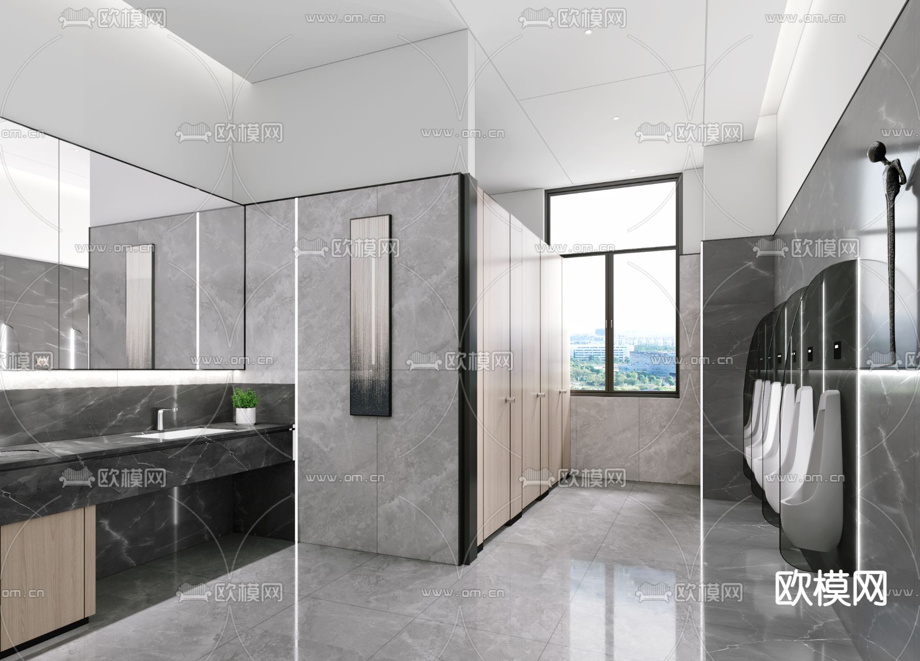现代公共卫生间3d模型下载