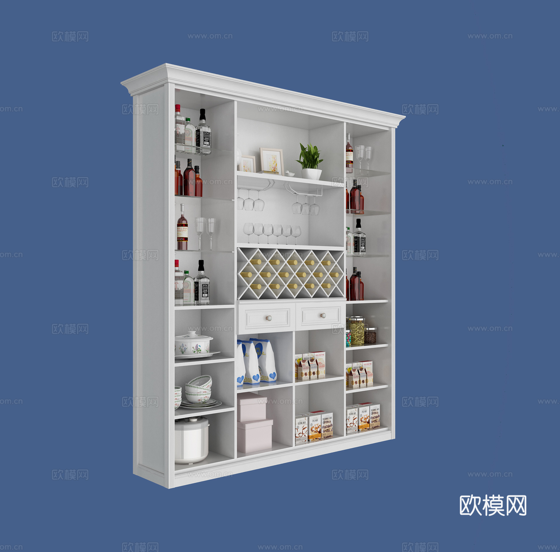 欧式简约酒柜3d模型