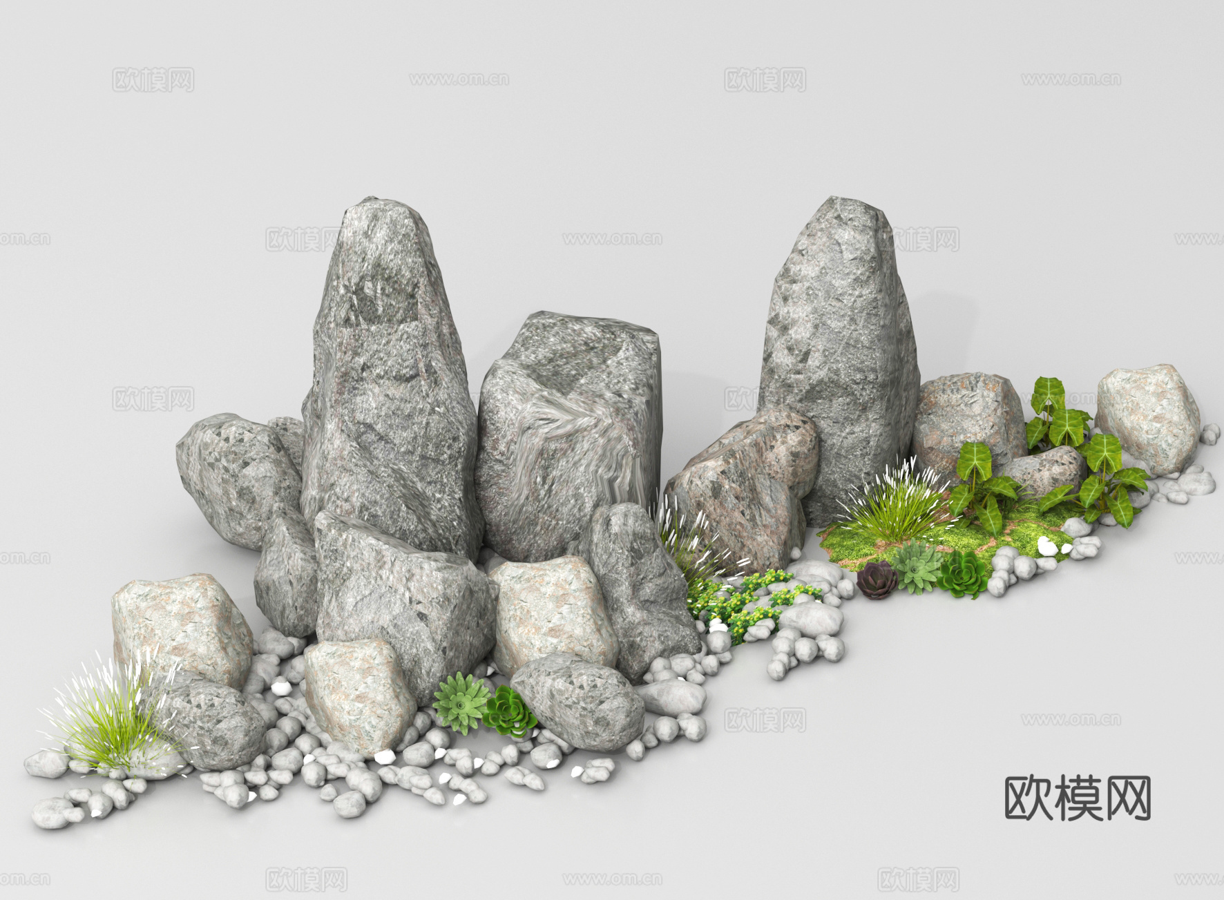 新中式庭院小品 景观石头 园林景石 庭院石头 假山石3d模型