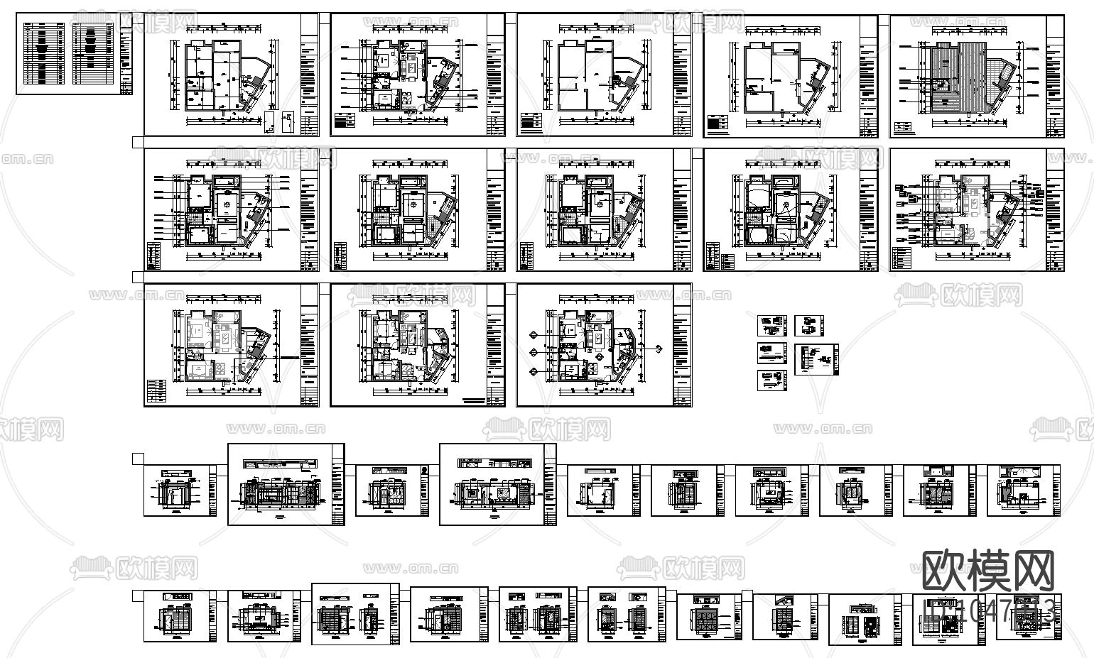 现代简约样板房施工图下载（渲染图6）
