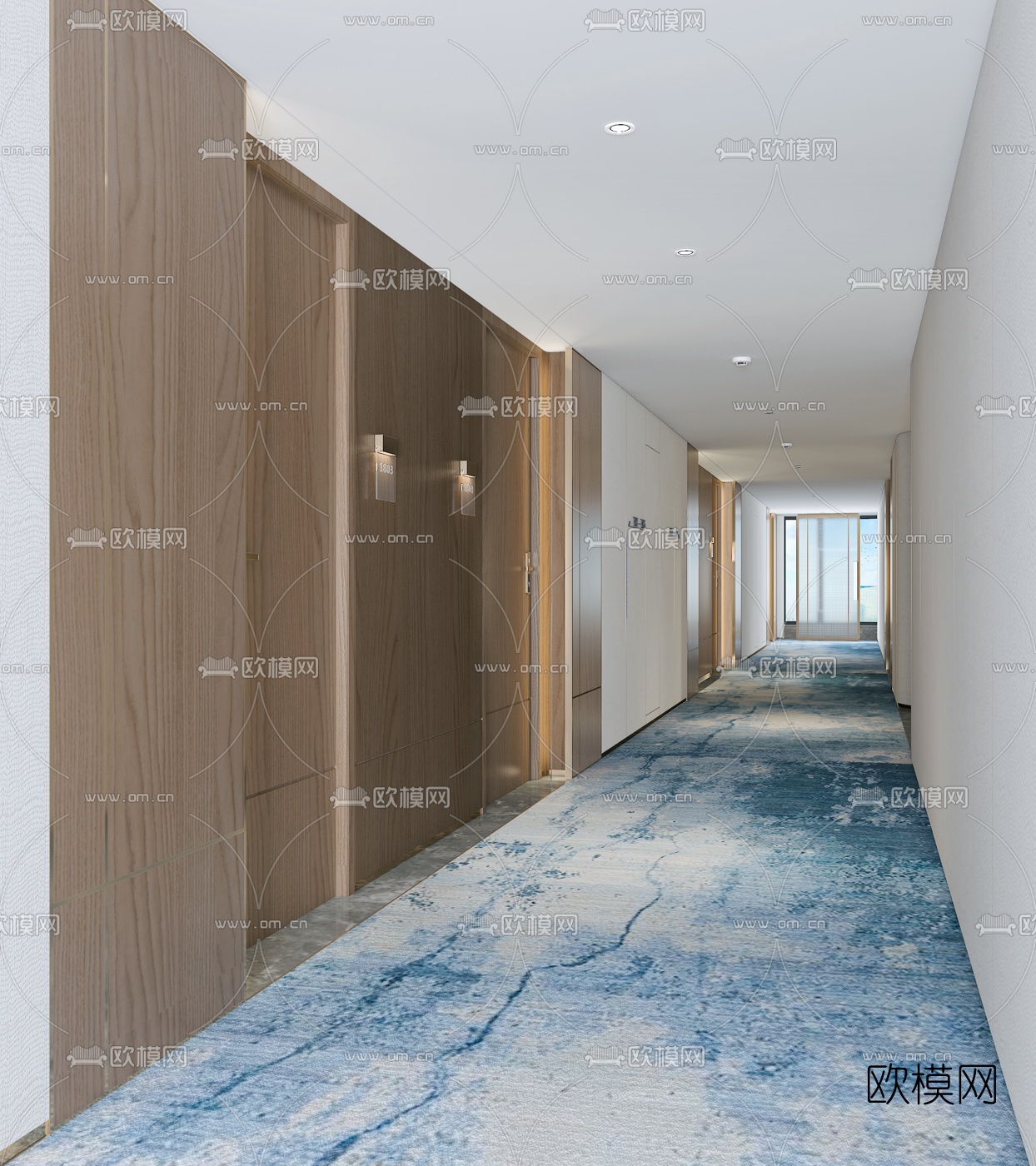 现代酒店走廊过道3d模型下载