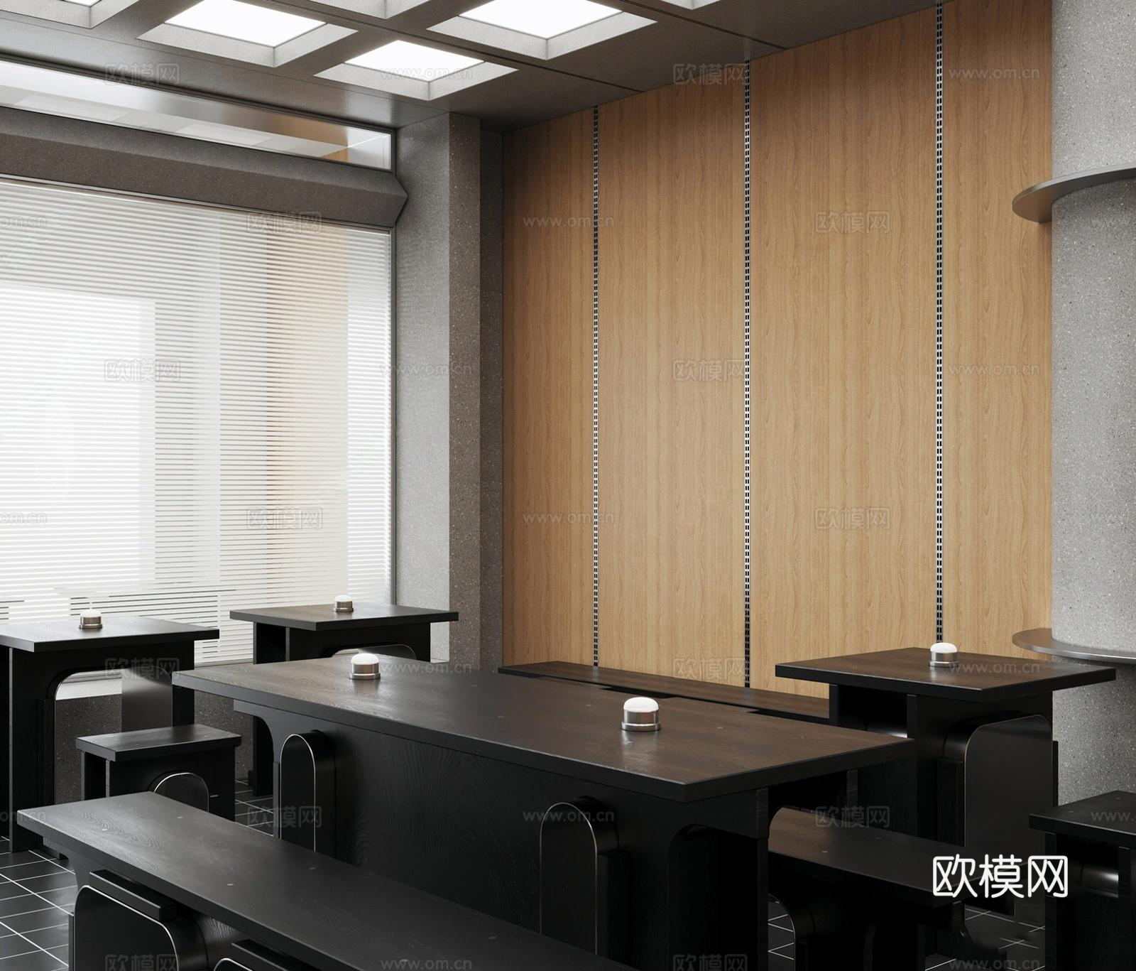 工业咖啡厅 咖啡操作台 奶茶店操作台 工业风奶茶店 咖啡桌椅su模型下载（渲染图3）