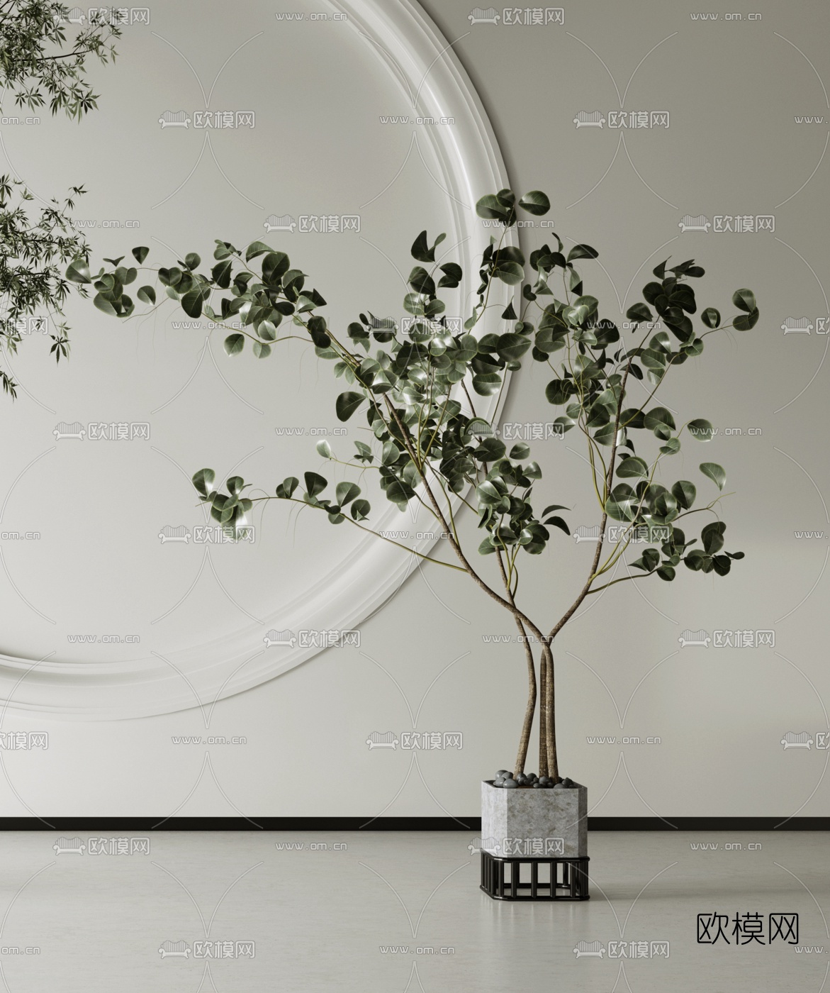 现代绿植盆栽3d模型下载（渲染图2）