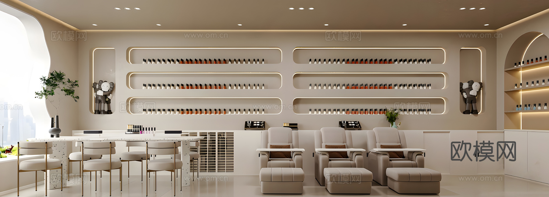 侘寂美甲店 美睫美甲店su模型下载（渲染图2）