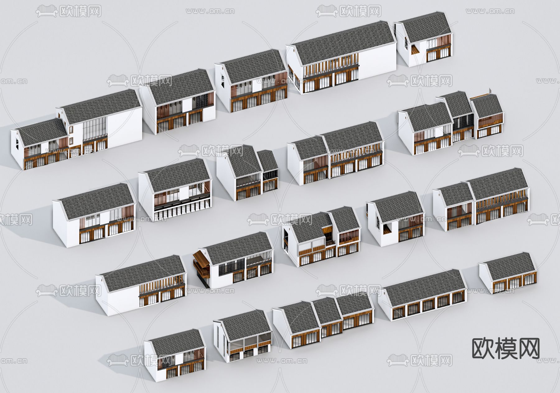 新中式乡村民房 古建筑su模型下载（渲染图1）