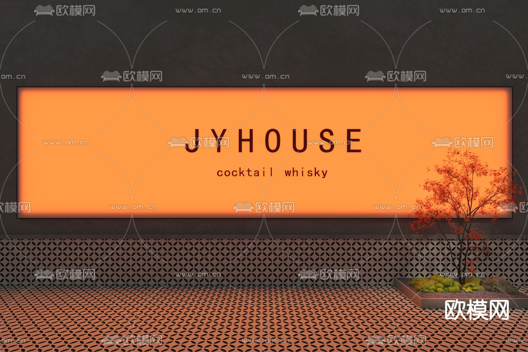 卡布灯箱 灯箱牌匾 亚克力灯su模型下载（渲染图2）