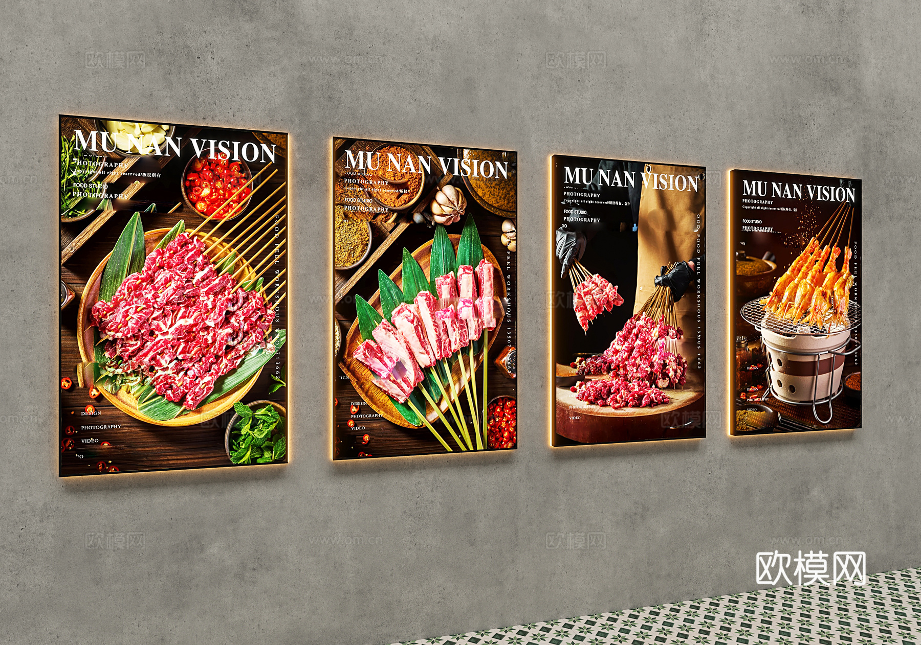 广告灯箱 肉串灯箱 装饰灯箱 烤串灯箱 鲜肉灯箱 菜品灯箱3d模型下载