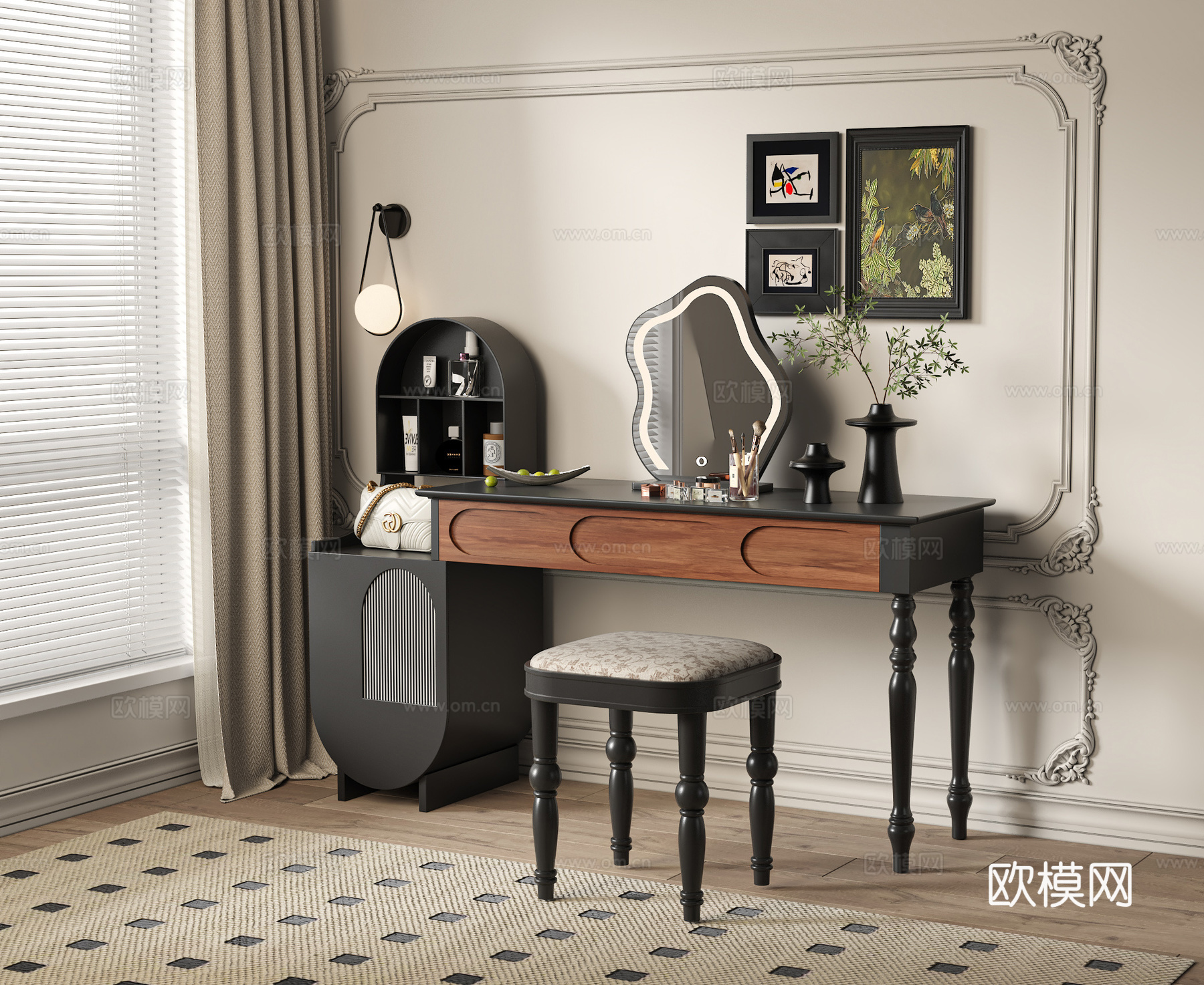 法式中古梳妆台su模型下载（渲染图1）