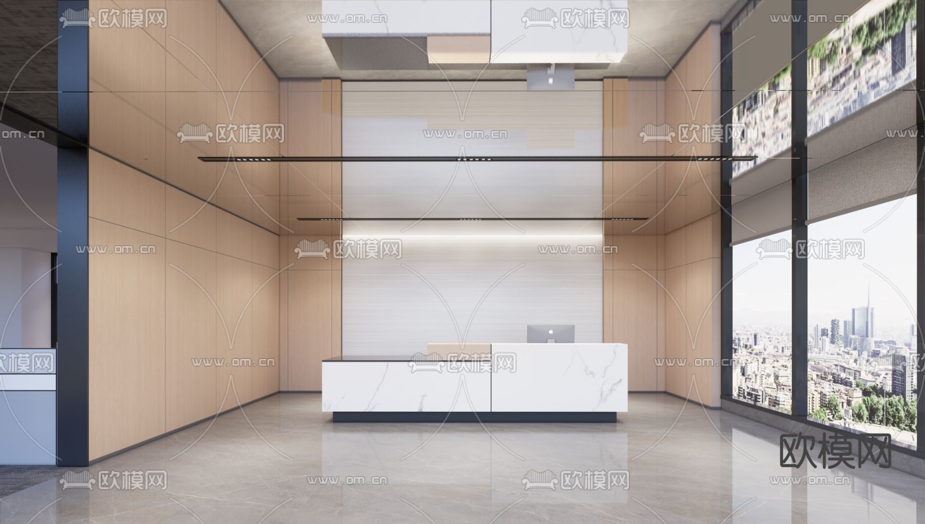 办公前台  接待前台su模型下载（渲染图1）